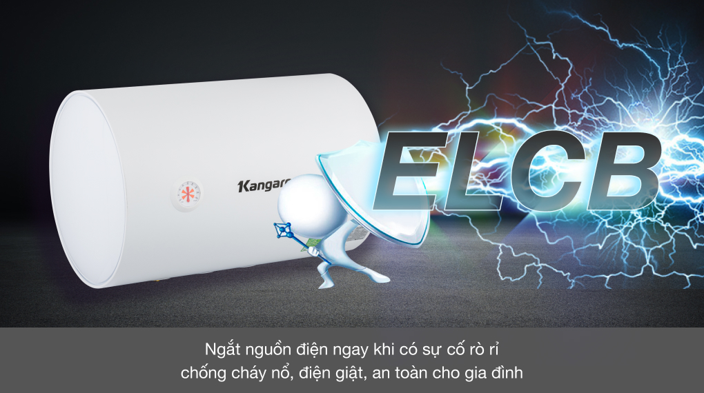 Máy nước nóng gián tiếp Kangaroo 50 lít KG73R5 - Cầu dao ELCB an toàn hạn chế rò điện
