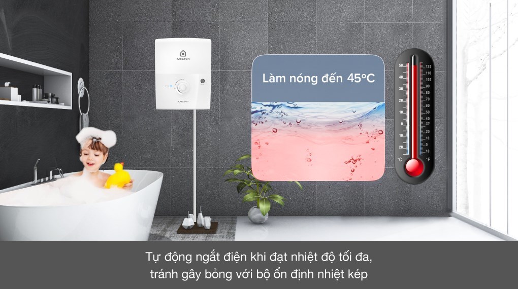 Máy nước nóng trực tiếp Ariston 4500W AURES EASY 4.5 D