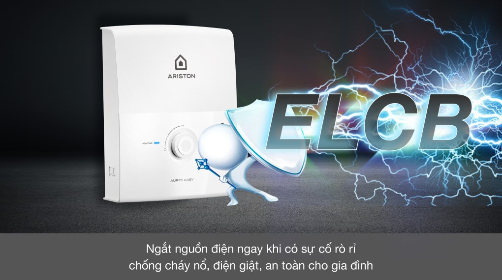 Máy nước nóng trực tiếp Ariston 4500W AURES EASY 4.5 D