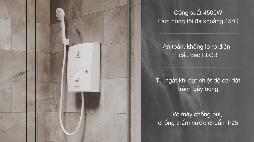 Máy nước nóng trực tiếp Ariston 4500W AURES EASY 4.5 D