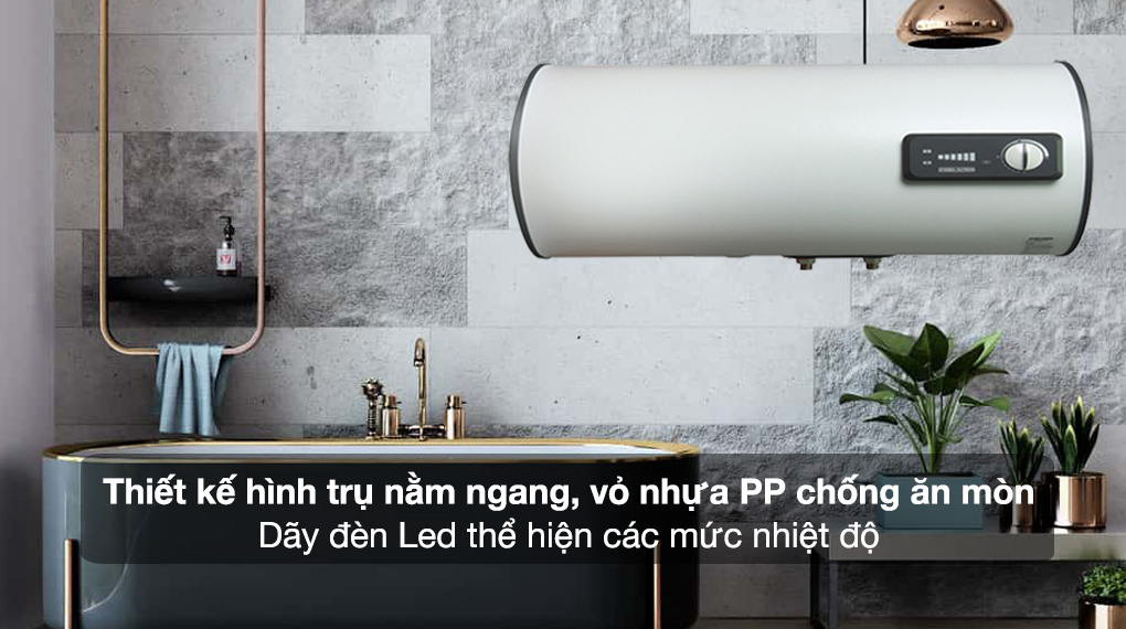 Bình nóng lạnh gián tiếp Stiebel Eltron 15 lít ESH 15 H Plus T-VN - Thiết kế hình trụ nằm ngang, vỏ nhựa PP chống ăn mòn kèm dãy đèn Led hiển thị các mức nhiệt độ 