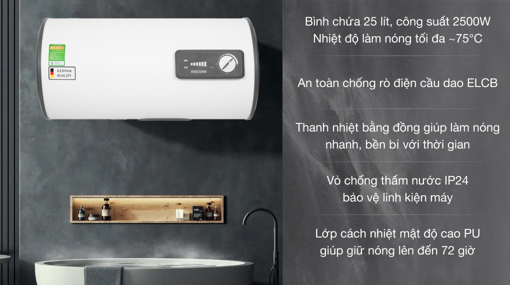 Máy nước nóng gián tiếp Stiebel Eltron 25 lít ESH 25 H Plus T-VN