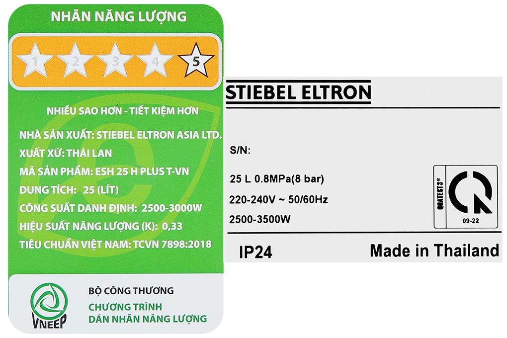 Máy nước nóng gián tiếp Stiebel Eltron 25 lít ESH 25 H Plus T-VN