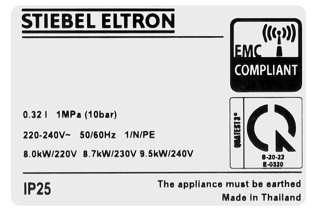 Máy nước nóng trực tiếp đa điểm (Multi Point) Stiebel Eltron 8000W DDH 8 EC Màu Xám