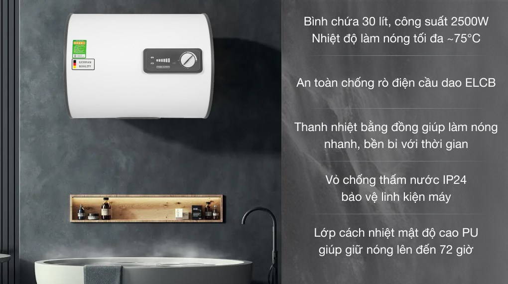 Máy nước nóng gián tiếp Stiebel Eltron 30 lít 2500W ESH 30 H Plus T-VN hover