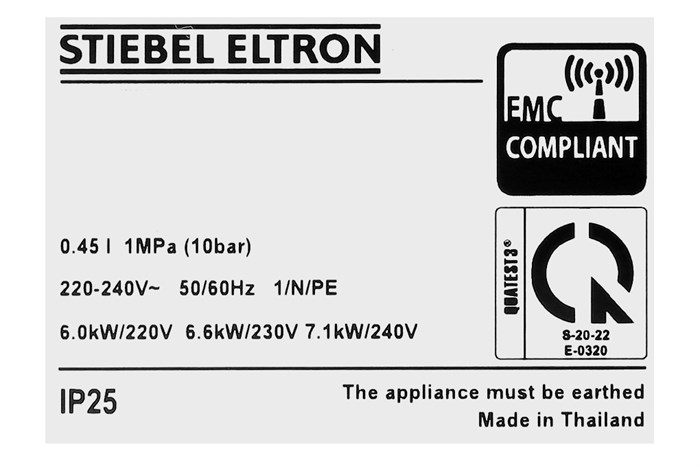 Máy nước nóng trực tiếp đa điểm (Multi Point) Stiebel Eltron 6000W DHC 6 EC Màu Bạc