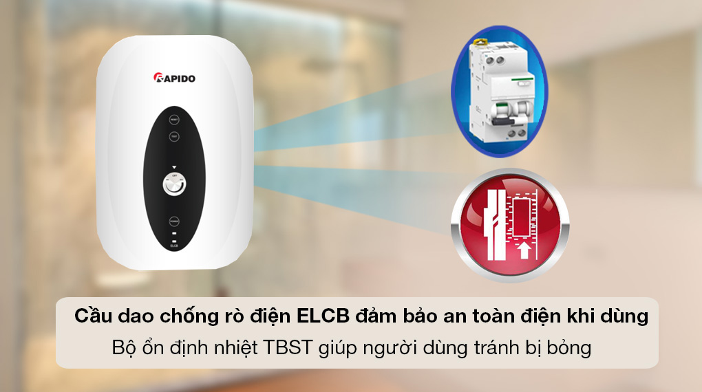 Máy nước nóng trực tiếp Rapido 4500W SONNE - SP4.5 - Chế độ an toàn Máy nước nóng trực tiếp Rapido 4500W SONNE - SP4.5 - Chế độ an toàn