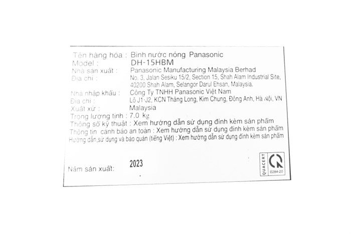 Máy nước nóng gián tiếp Panasonic 15 lít DH-15HBMVW Màu Trắng - Bạc