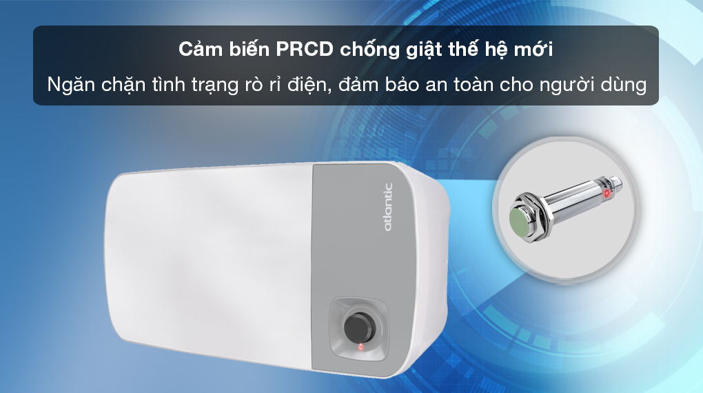 MÁY NƯỚC NÓNG GIÁN TIẾP ATLANTIC 20 LÍT SWH 20H M-4 NEO LITE 823021 - Cảm biến PRCD chống giật thế hệ mới đảm bảo an toàn cho người dùng