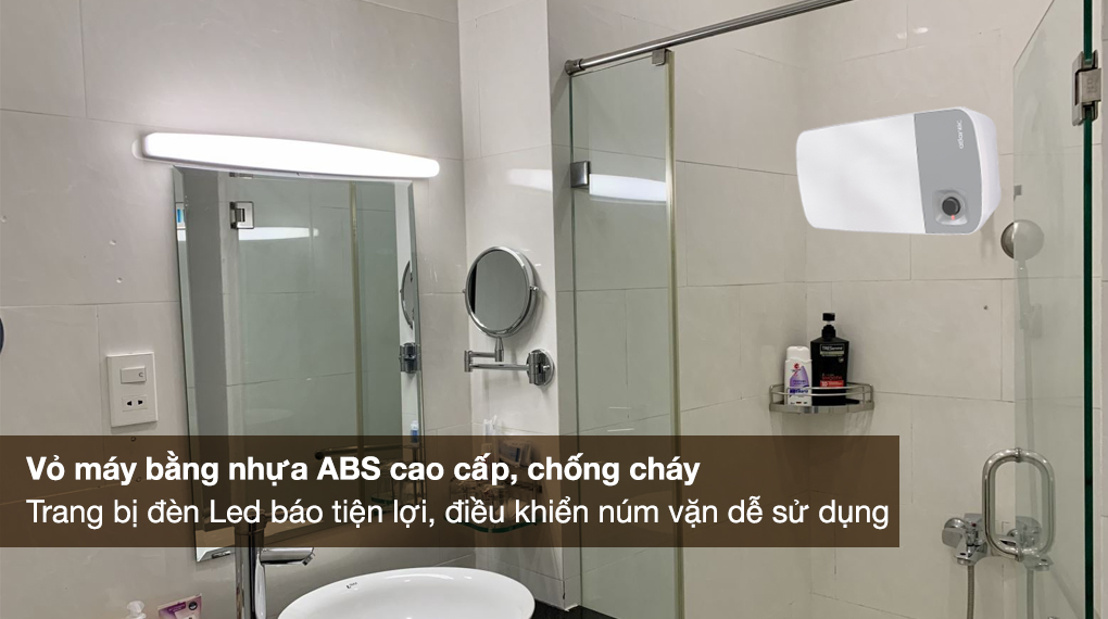MÁY NƯỚC NÓNG GIÁN TIẾP ATLANTIC 30 LÍT SWH 30H M-4 NEO LITE 833028 - Vỏ máy bằng nhựa ABS cao cấp, chống cháy và trang bị đèn Led báo, núm vặn dễ sử dụng