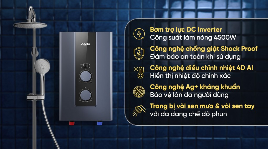 Máy nước nóng trực tiếp Aqua 4500W AEI45E-FP3CB(VN)