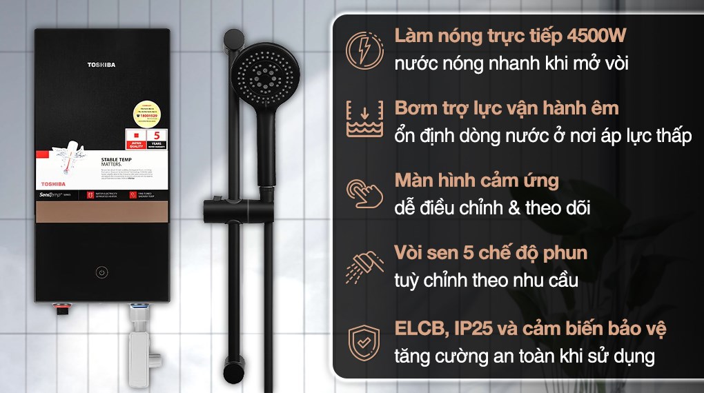 Máy nước nóng trực tiếp Toshiba 4500W TWH-45EMC1PVN(K)-KB