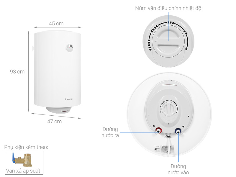 Bình nước nóng gián tiếp Ariston 100 lít 2500W PRO R 100 V 2.5 FE