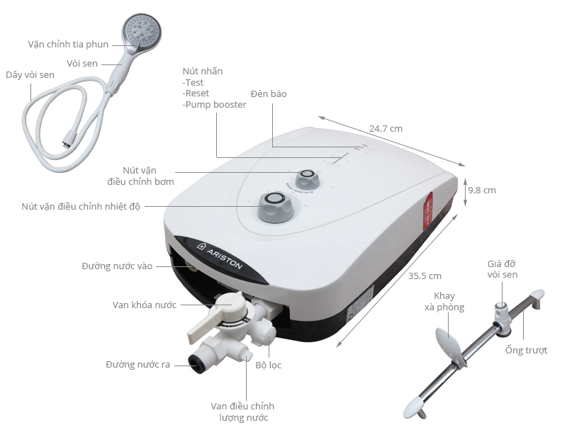 Máy nước nóng Ariston VR-M4522EP-WH W/White 4.5 kW