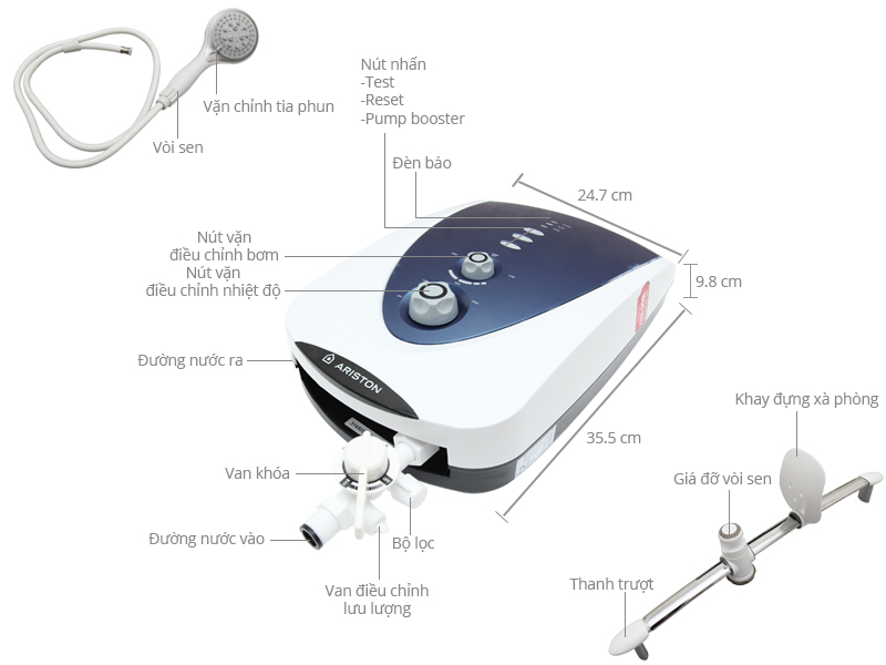 Máy nước nóng Ariston VR-M4522EP-BL W/Blue