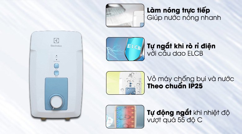 Máy nước nóng trực tiếp Electrolux 4500W EWE451GX-DWB - 3