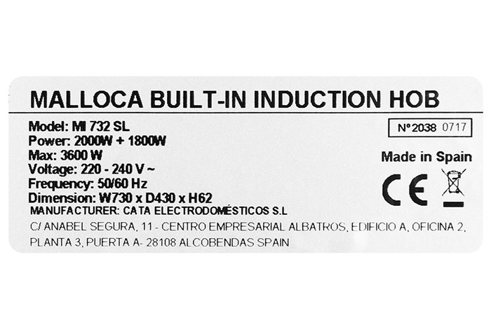 Bếp từ đôi lắp âm Malloca MI 732 SL Màu Đen