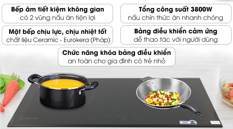 Bếp từ đôi lắp âm Malloca MH-02ID