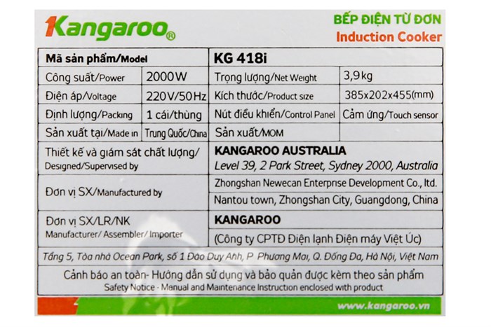 Bếp từ Kangaroo KG418I