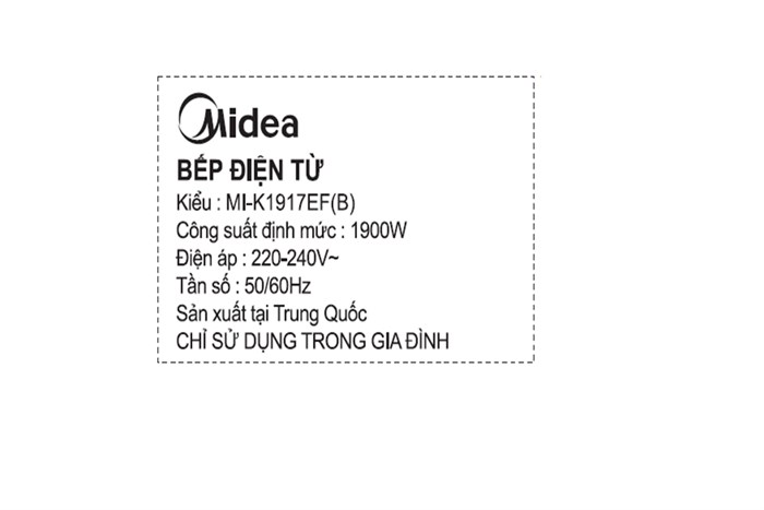Bếp từ Midea MI-K1917EF Đen Màu Đen