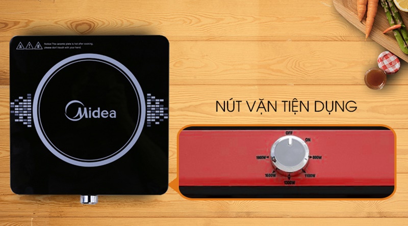 Bảng điều khiển nút vặn đơn giản - Bếp từ Midea MI-K1917EF(G) đỏ