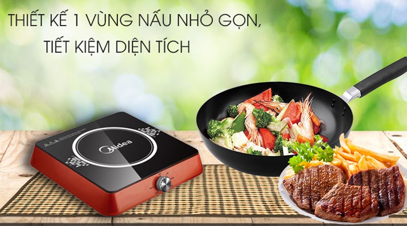 Có màu đỏ bắt mắt, với 1 vùng nấu thiết kế gọn nhẹ - Bếp từ Midea MI-K1917EF(G) đỏ