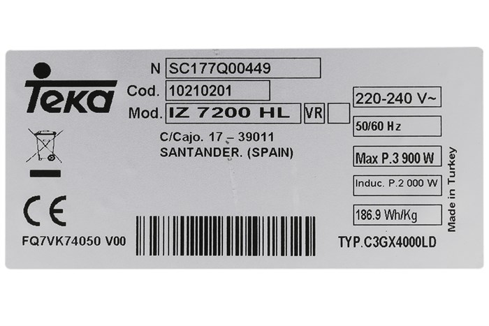 Bếp từ hồng ngoại lắp âm Teka IZ 7200 HL Màu Đen