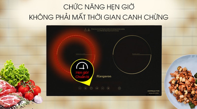 Chế độ hẹn giờ nấu tiện dụng - Bếp từ hồng ngoại Kangaroo KG499N