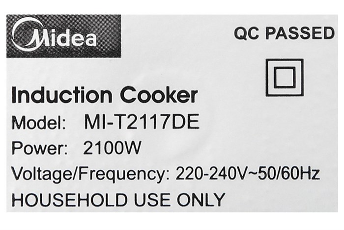 Bếp từ Midea MI-T2117DE Màu Đen