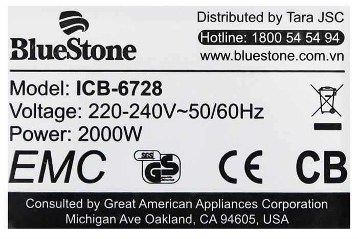 Bếp từ BlueStone ICB-6728 Màu Đen