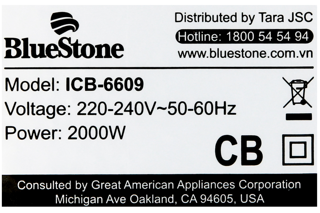 Siêu thị bếp từ Bluestone ICB-6609
