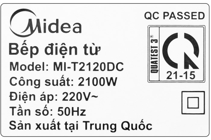 Bếp từ Midea MI-T2120DC Màu Đen