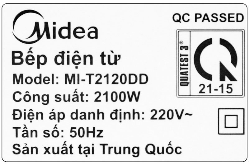 Công suất hoạt động mạnh mẽ 2100 W - Bếp từ Midea MI-T2120DD