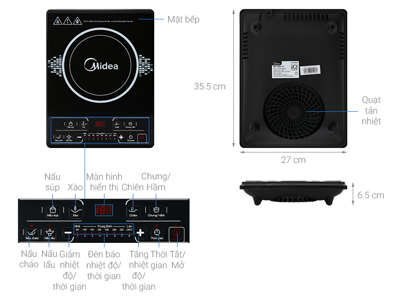 Thông số kỹ thuật Bếp từ Midea MI-B1920DM