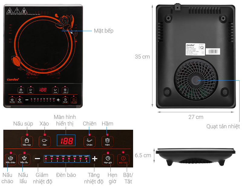 Thông số kỹ thuật Bếp điện từ Comfee CI-BD1920C