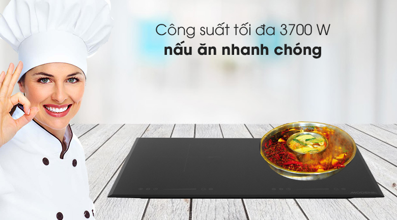 Bếp từ hồng ngoại Modena BK 1725 - Vùng nấu từ công suất 2200 W, vùng nấu hồng ngoại 700 -1500 W