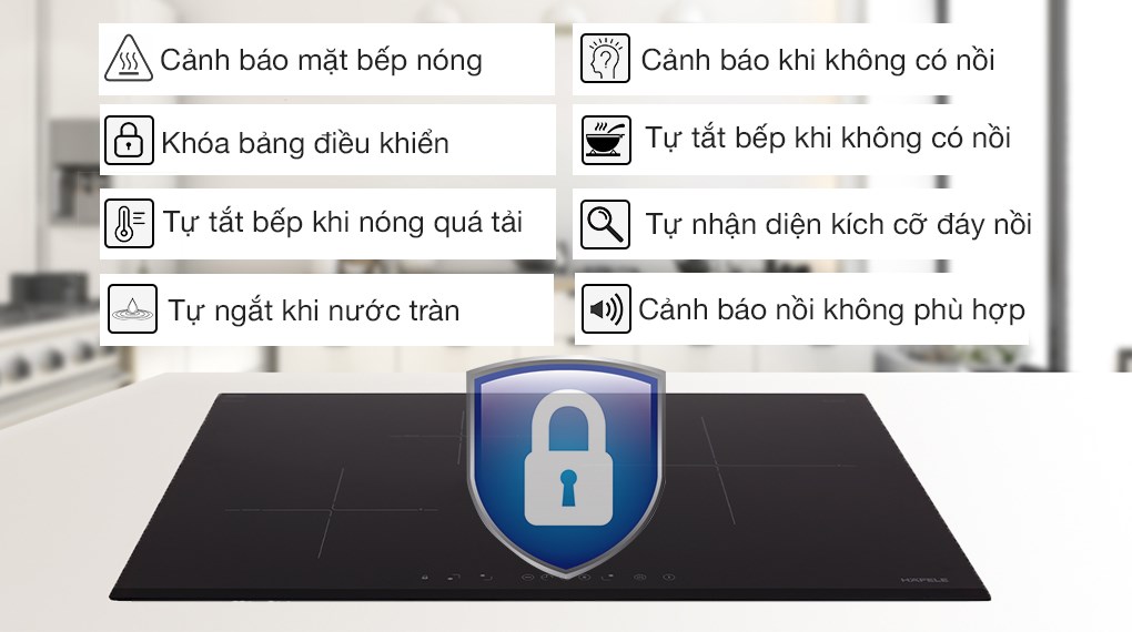 Bếp từ Hafele HC-IS773EA (535.02.242) sẽ cảnh báo khi bạn đặt nồi chảo không phù hợp lên bếp