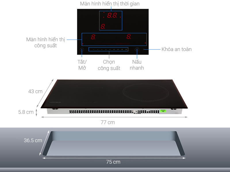 Bếp từ 3 vùng nấu Hafele HC-IF77A (536.61.555)