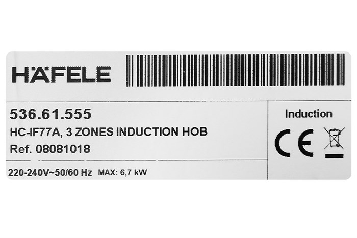 Bếp từ 3 vùng nấu Hafele HC-IF77A (536.61.555) Màu Đen
