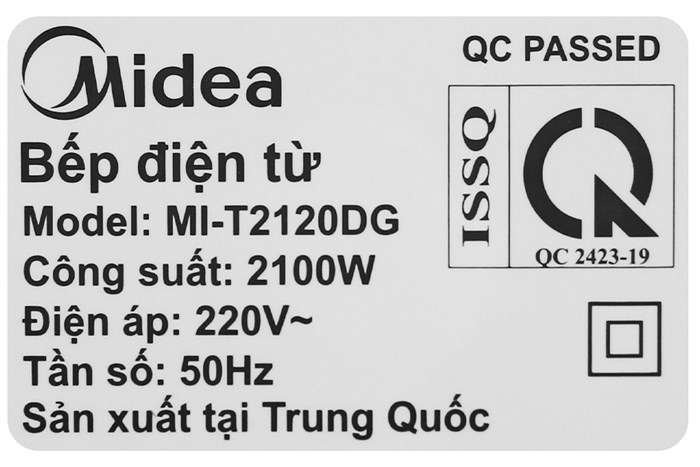 Bếp từ Midea MI-T2120DG Màu Đen