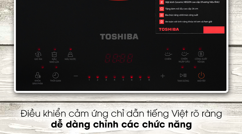 Bếp từ Toshiba IC-20S1PV - Điều khiển cảm ứng chỉ dẫn tiếng Việt siêu nhạy