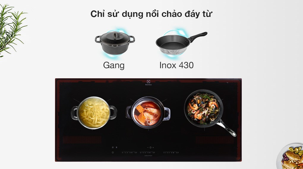 Bếp từ 3 vùng nấu lắp âm Electrolux EIT913
