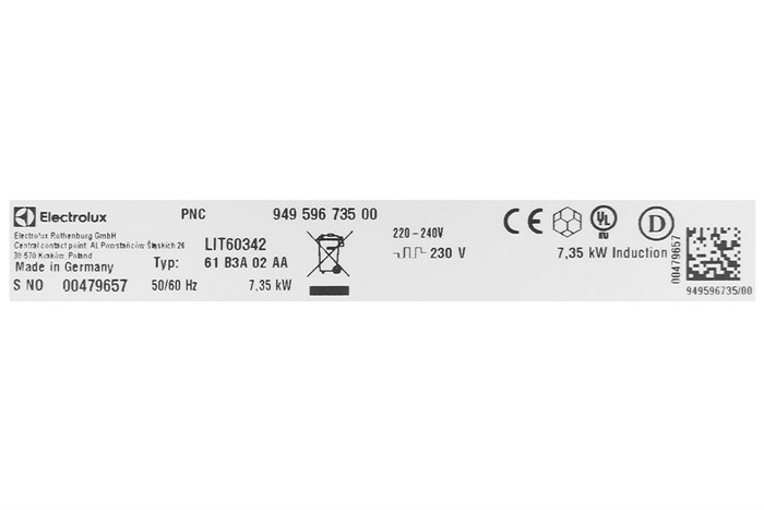 Bếp từ 3 vùng nấu lắp âm Electrolux LIT60342 Màu Đen