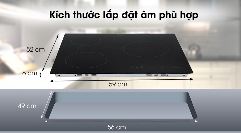 Bếp từ 3 vùng nấu lắp âm Electrolux E6203IOK