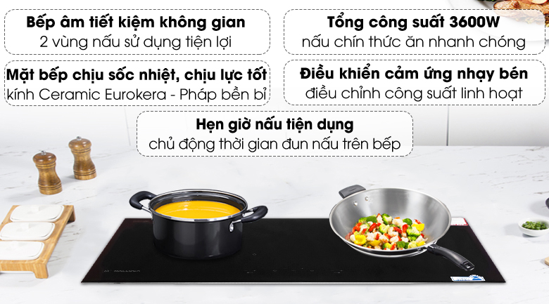 Bếp từ đôi lắp âm Malloca MH-02I N