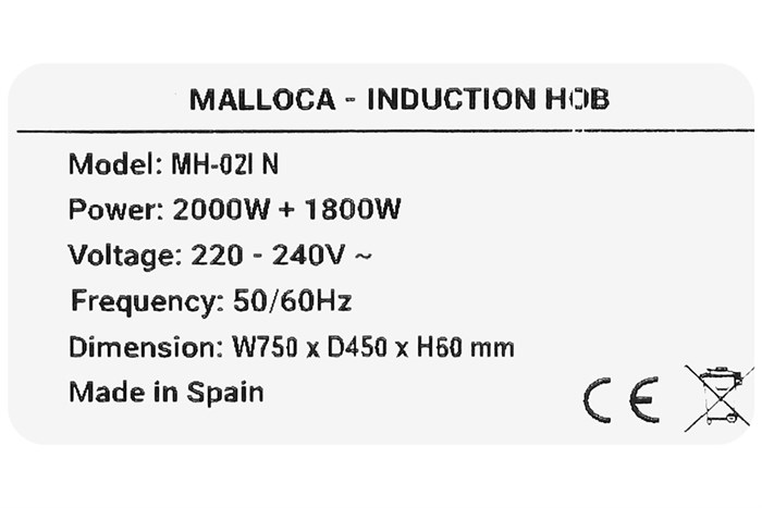 Bếp từ đôi lắp âm Malloca MH-02I N Màu Đen