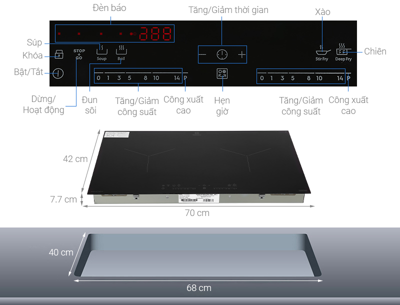 Bếp từ đôi Electrolux EHI7280BB