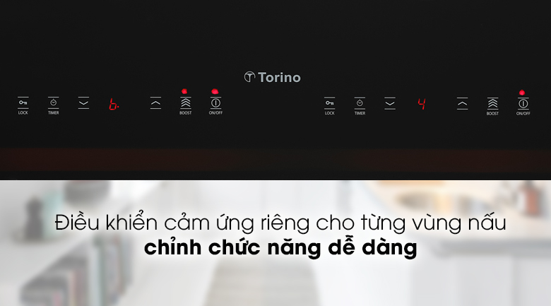 Bếp từ đôi Torino TI0602C - Tích hợp bảng điều khiển cảm ứng riêng cho từng vùng nấu