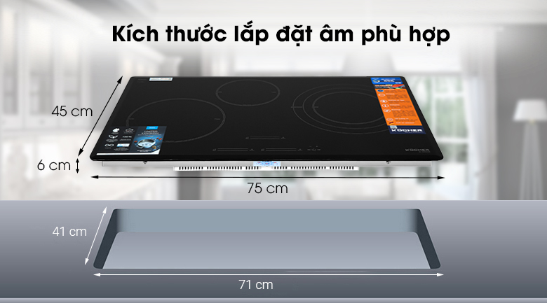 Bếp từ 3 vùng nấu lắp âm Kocher DI-855GE