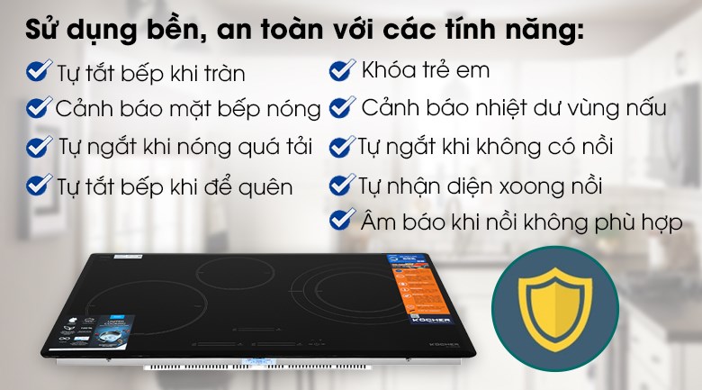 Bếp từ 3 vùng nấu lắp âm Kocher DI-855GE